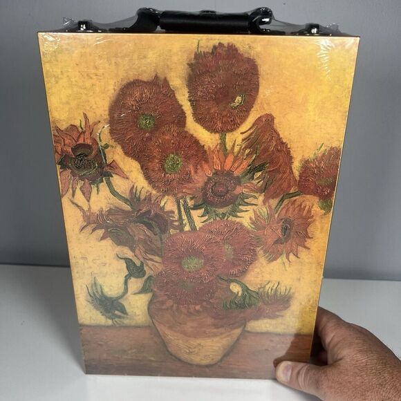 Beautiful Jordon Mark Vincent Van Gogh's Sunflowers Wood Art Set Case Carrying - Picture 1 of 7
